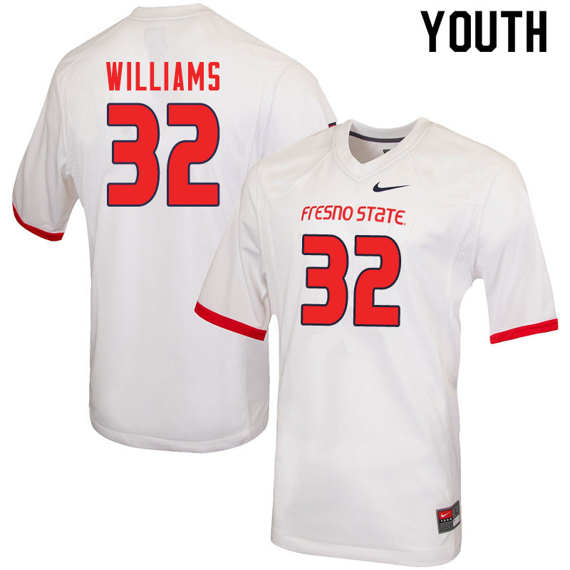 Youth #32 Evan Williams Fresno State Bulldogs College Football Jerseys Sale-White - Click Image to Close